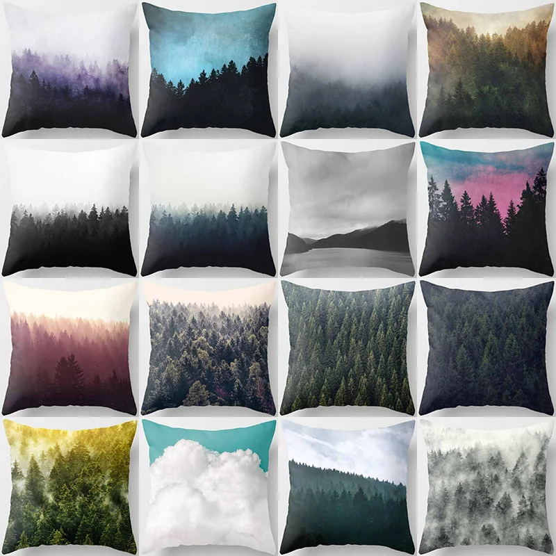 

Hot Sale Beauty Forest Pattern Pillow Cases Short Plush High Quality Square Thick Pillow Case Covers