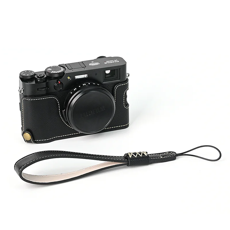 PU Leather Half Body Set Cover For FujiFilm Fuji X100V X-100V Camera Bottom Case With Battery Opening