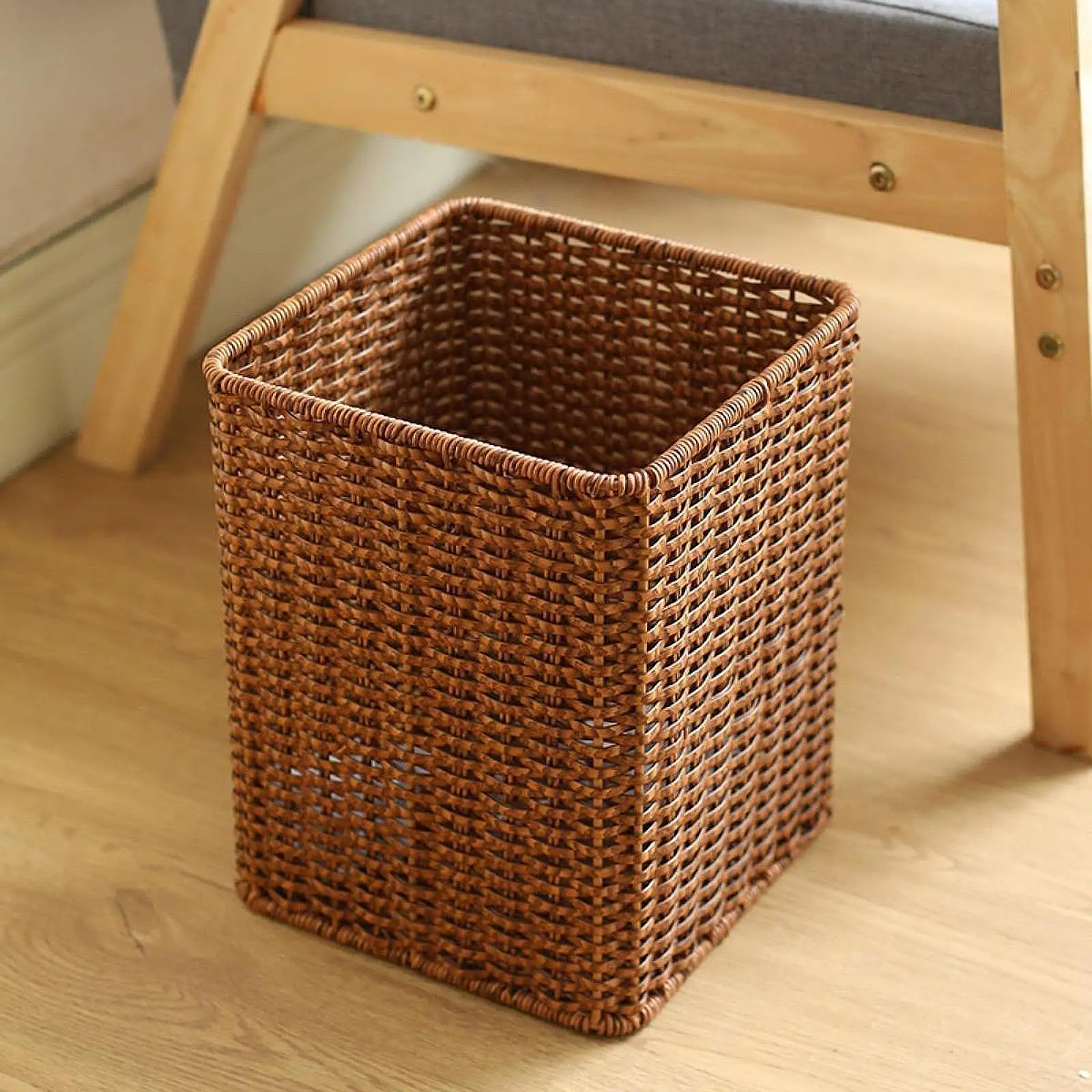 

Trash Can Open Top Garbage Can Space Saving Large Capacity Ornament Wastebasket Waste Basket for Office Living Room Kitchen