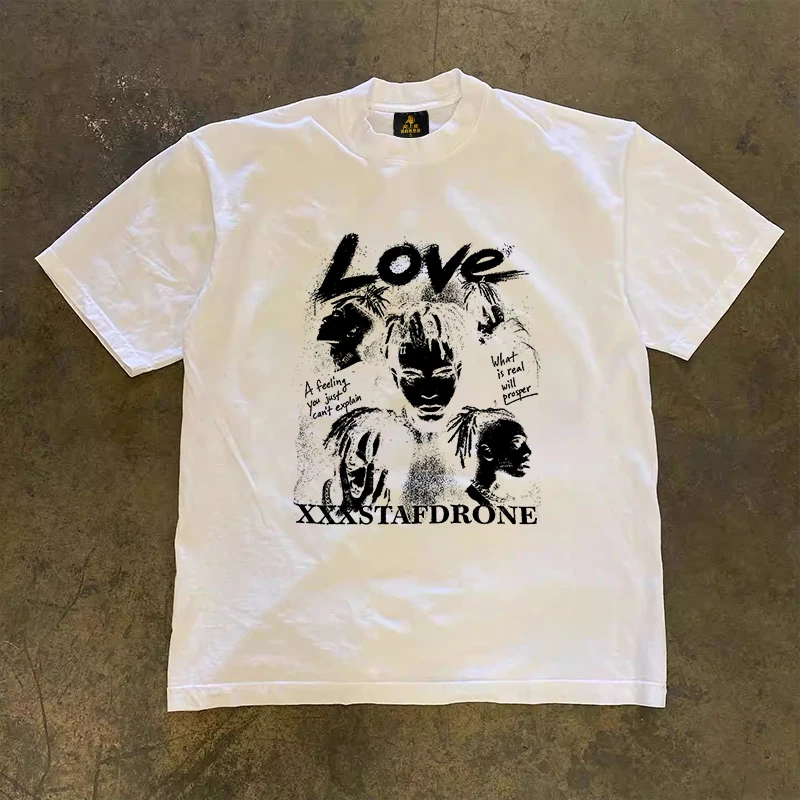Loose Fit Cotton T-Shirt Unisex Short Sleeve Double Thread UPUPXIA Hero Print Sweat Absorbent round Neck Casual Summer Top