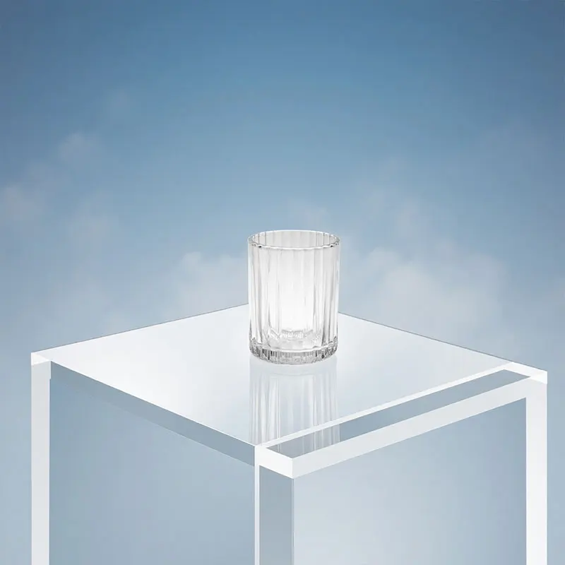 4 Pieces of Vertical Patterned Glass Small Cups Simple Design Drinking Cups Small Wine Glasses Small Glass Cups Outdoor Camping
