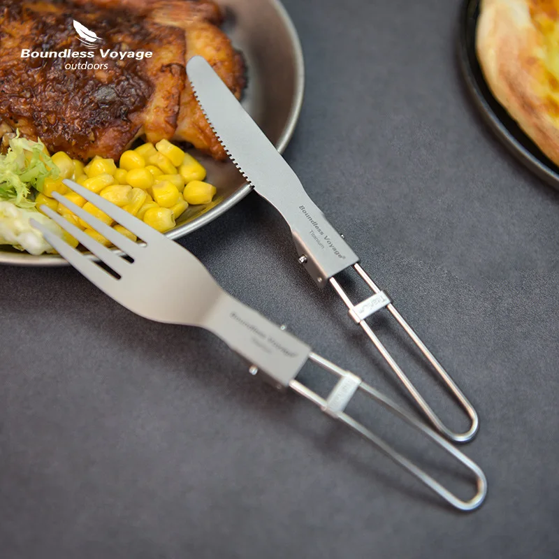 Pure Titanium Knife,Fork,Chopsticks,Spoon Tableware Combination Set, Foldable Lightweight Portable,Outdoor Camping Travel, A1380 view 4