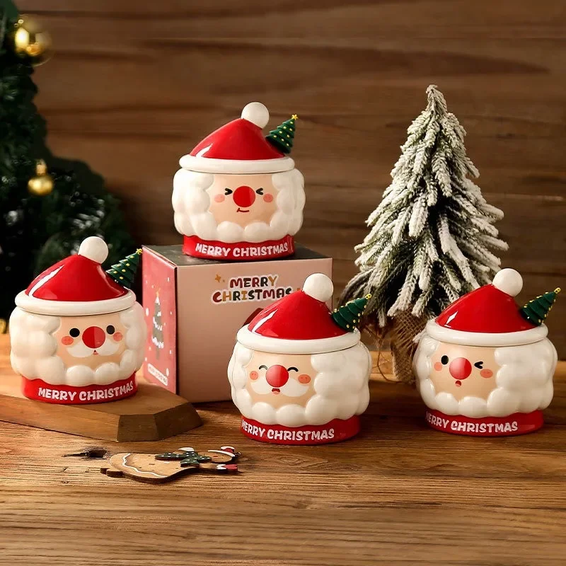 Christmas Ceramic Mug Cute Cartoon Relief Santa Claus Cup Holiday Home Gift Idea Durable Easy to Use Multi Functional