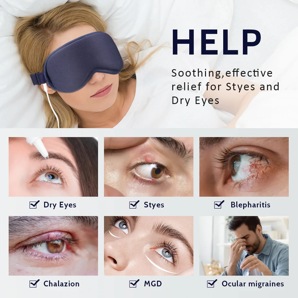 Hot Compress Eye Mask Electric Heated Eye Sleeping Eyeshades for Relieve Eye Strain Dark Circles Smart Timing Sleeping Mask - Image 5
