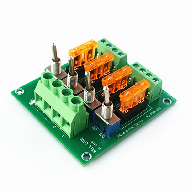 4 Position Fuse Distribution Board with switch and fuse module AC/DC 5-32V.