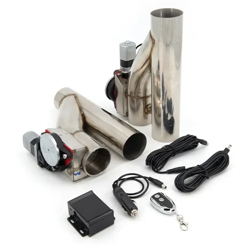 Y Headers Pair Electric Exhaust Cutout Pipe Kit 2.5 Inch Cut Out Remote Control/ Manual Switch Stainless Steel PP-DYY25R