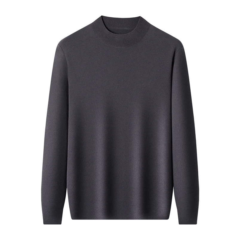 Higb Brand Men's Sheep Wool Knit Tops 2024 Autumn Casual Mock Neck Lyocell Knitwear Long Sleeve Male Soft Knit Tee Shirts