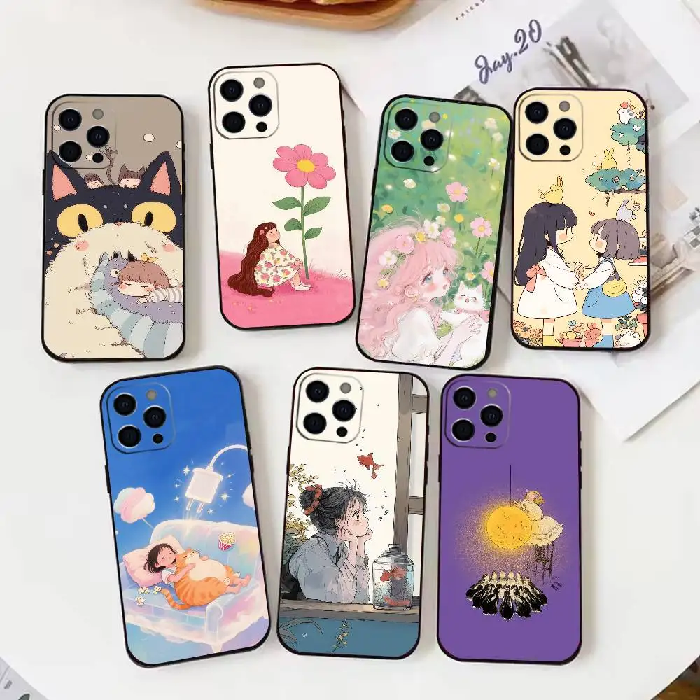 

R-Relaxed G-girl Phone Case For iPhone 16,15,14,13,12,17,Pro Max,Plus Silicone Black Case