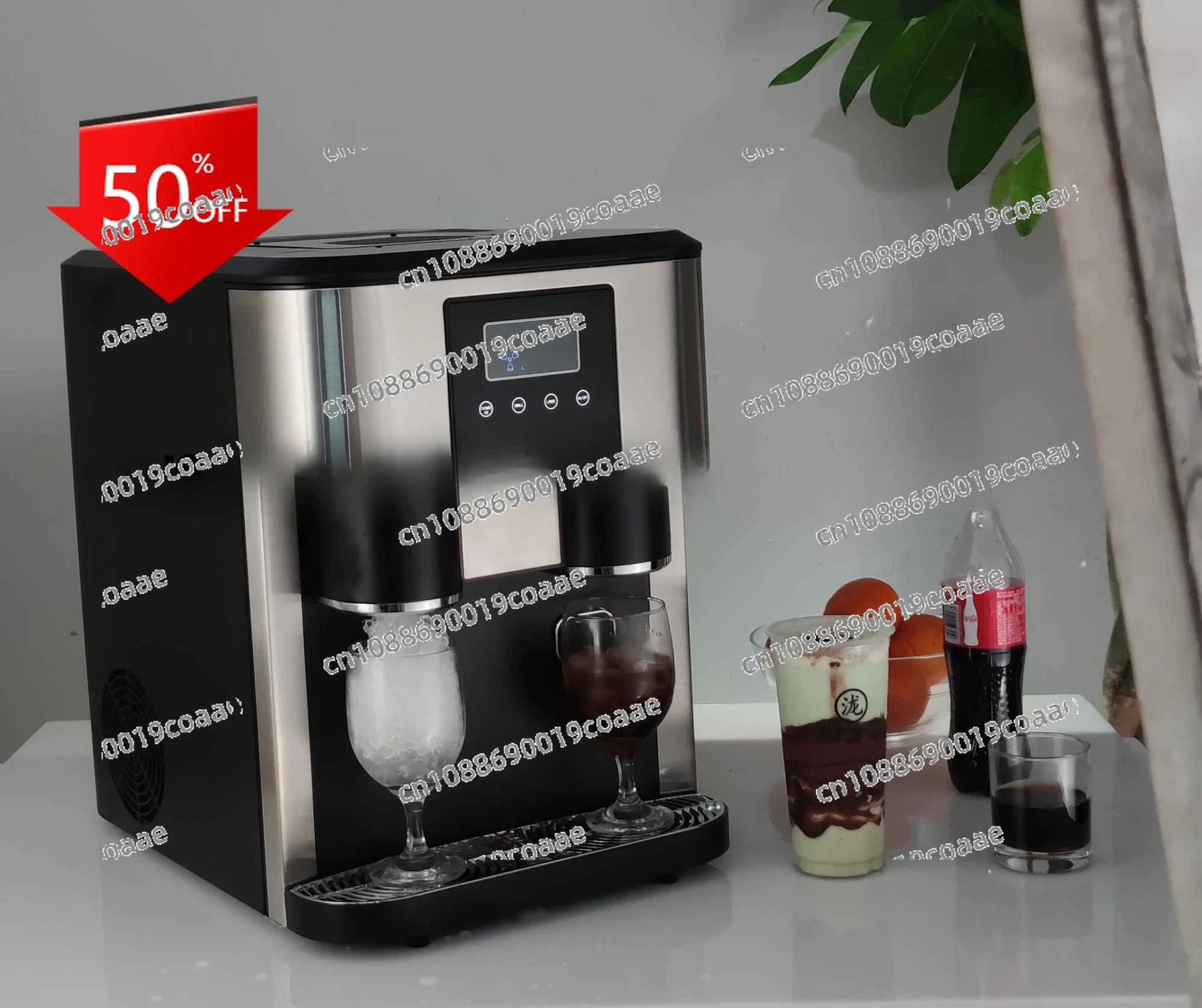 18kgs/1 kg storage table crushing ice water server seller life style portable LCD touch ice maker with water dispenser