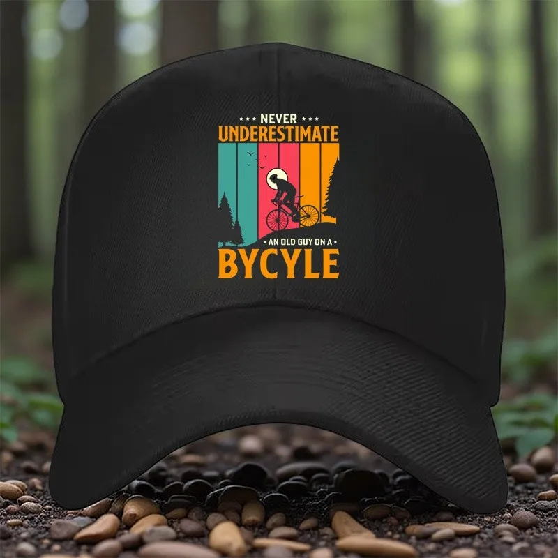 Old Guy On A Bicycle Graphic Baseball Cap Adjustable Outdoor Sports Sun Shielding Hat