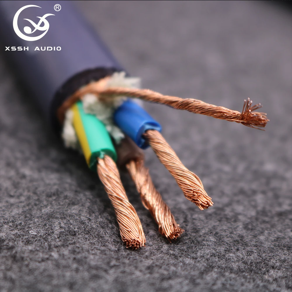 YIVO Custom HIFI Power Cord 16.5mm 3-Core OFC Pure Copper Braided Shielded Cable for Car Speaker Monitor Support OEM ODM DIY