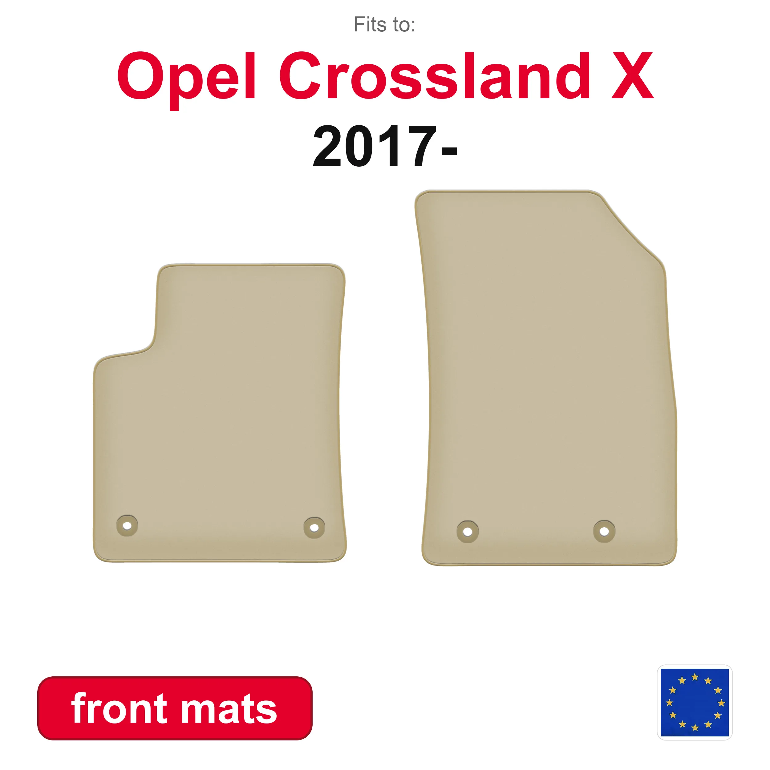 PREMIUM-Autofußmatten für den vorderen Boden für Citroen C3 Aircross II Crossover (2017-) – beige, 2-teiliges Set mit vorderen Fahrzeugfußmatten