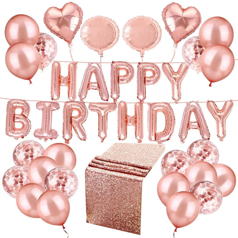 Happy birthday birthday letter balloon set 16 inch rose gold happy birthday balloon