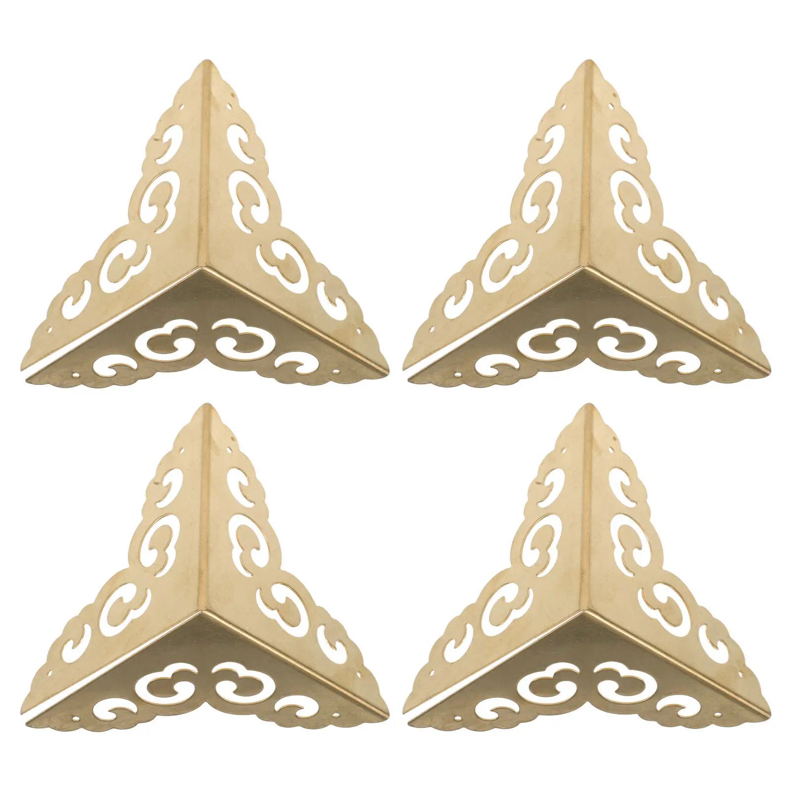 Furniture Corner Guards for Box Makers to Prevent Corner Scratches, 4-Piece Golden Copper Right-Angle Set with 24 Screws