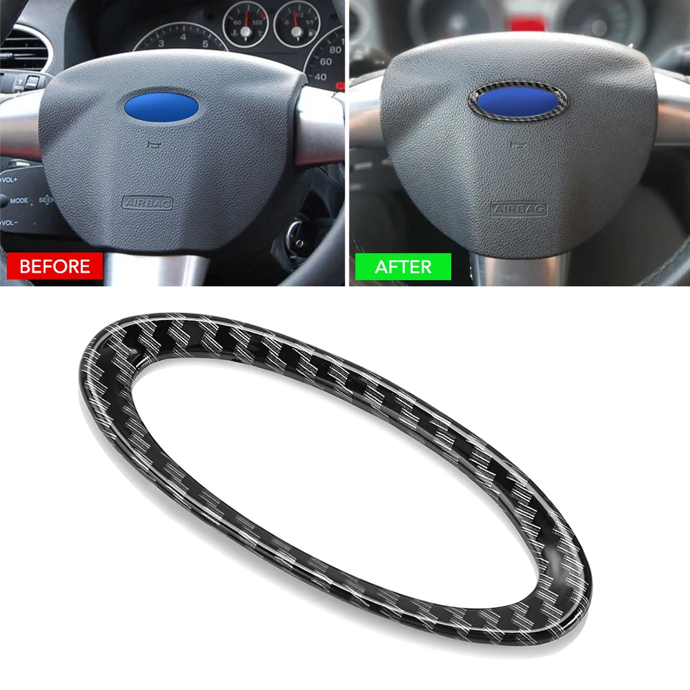 ABS Chrome Steering Wheel Paillette Decoration Logo Cover Ring Frame Trim for Ford Focus 2 3 4 Fiesta Mondeo Ecosport escape