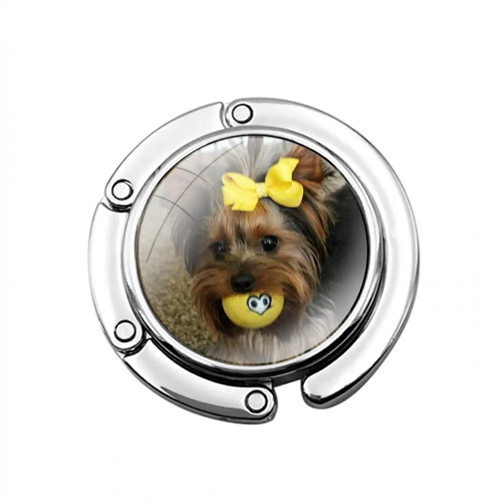 yorkshire terrier dog puppy Foldable Purse Hook for Women's  Table Handbag Storage Folding Decor Table Hook