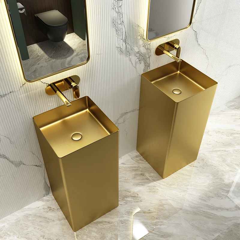 Gold light luxury stainless steel washbasin in one