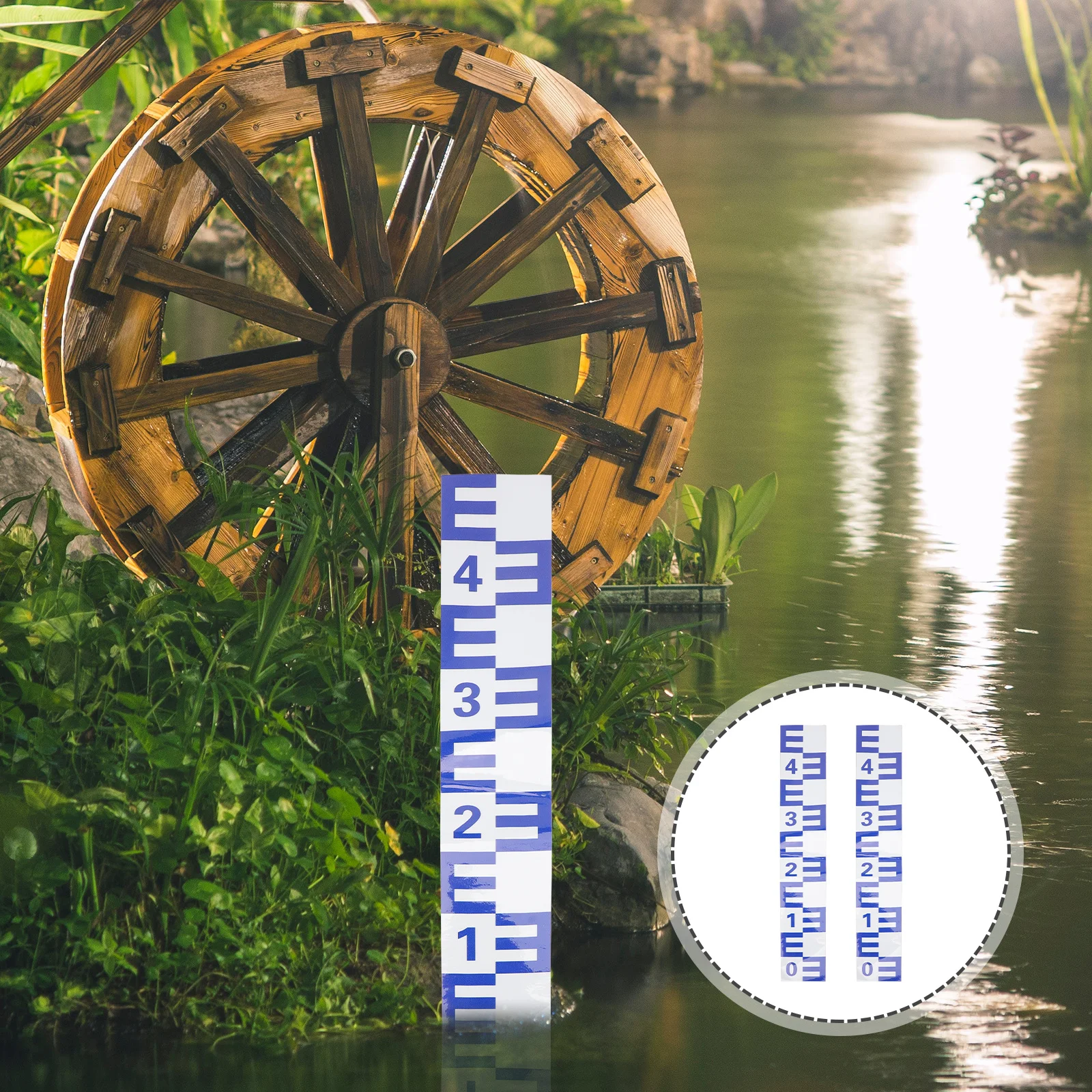 

2Pcs Water Gauge Sticker Durable Reflective Design Easy Reading Sizes Numerals Surface Pools Water Gauge Measurement Tool