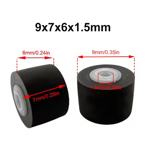 1pcs 9mmx7x6x1.5 Rubber Pinch Roller Belt Pulley For Audio Tape Recorder Drives Cassette Deck Walkman Stereo Player Components