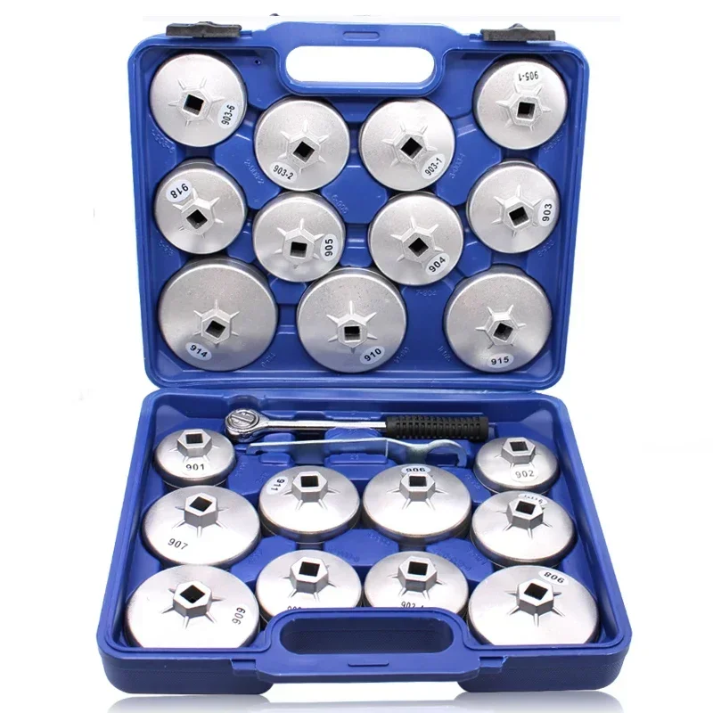 

23 Pcs/Set Oil Filter Cap Removal Wrench Socket Set Ratchet Spanner Cup Type With Portable Storage Case Auto Car Accessories