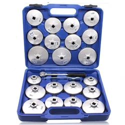 23 Pcs/Set Oil Filter Cap Removal Wrench Socket Set Ratchet Spanner Cup Type With Portable Storage Case Auto Car Accessories