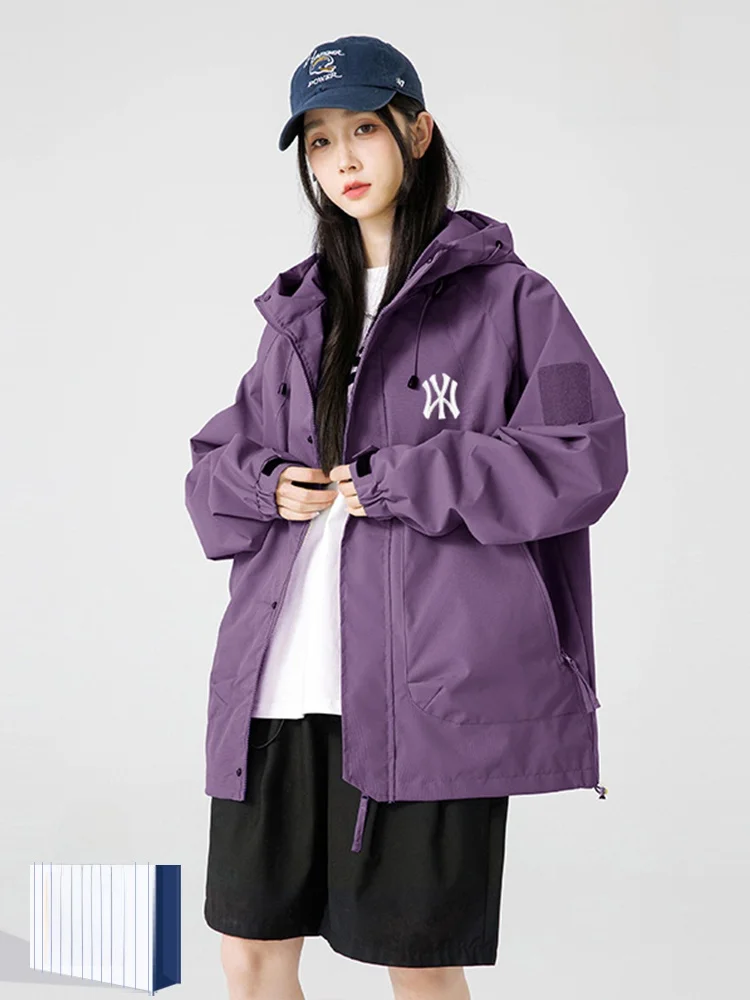 

Outdoor Tee-Proof Jaet Casual Faion Brand Zipper Long Sve Polyester Fabric Hooded Coat for Women