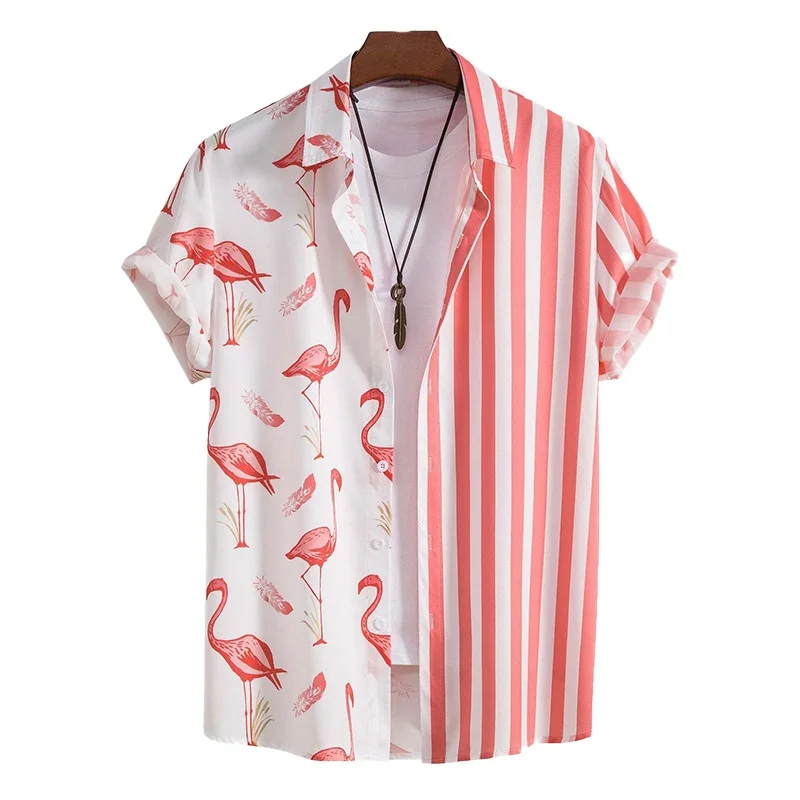 

Loose Casual Men's ort Sve Floral irt Faionable Summer Menswear Comfortable Fit Classic Collar Sl Fabric