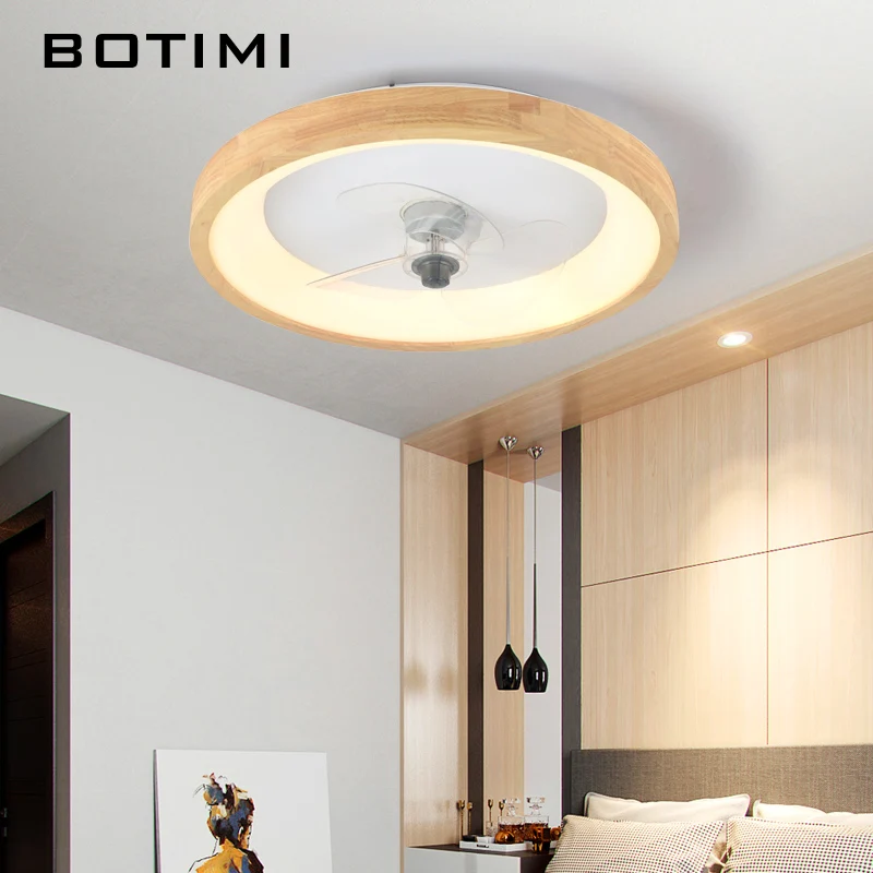 Nordic Round Ceiling Fan With Light Modern 50CM Remote Ceiling Fans Lamp Bedroom Reverse Forward Ventilator Cooling LED Lustres