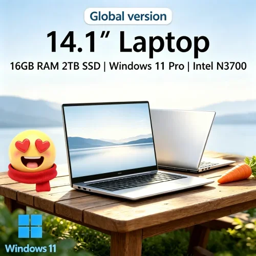 

2026 Arcane Sleek 14.1'' Hyperslim Laptop 16GB RAM 2TB SSD Intel N3700 1080P Screen Windows 11 Pro Sagacious Relaxation