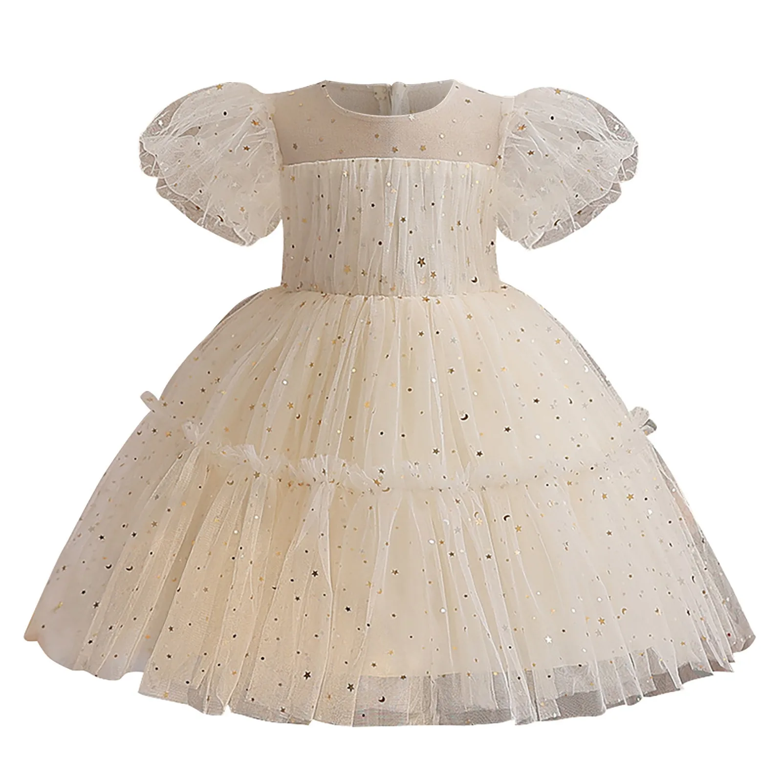 Children Luxury Party Formal Dress Toddler Kids Ruffle Sequin Princess Evening Dress Baby Girls Pageant Gown Wedding Tulle Dress