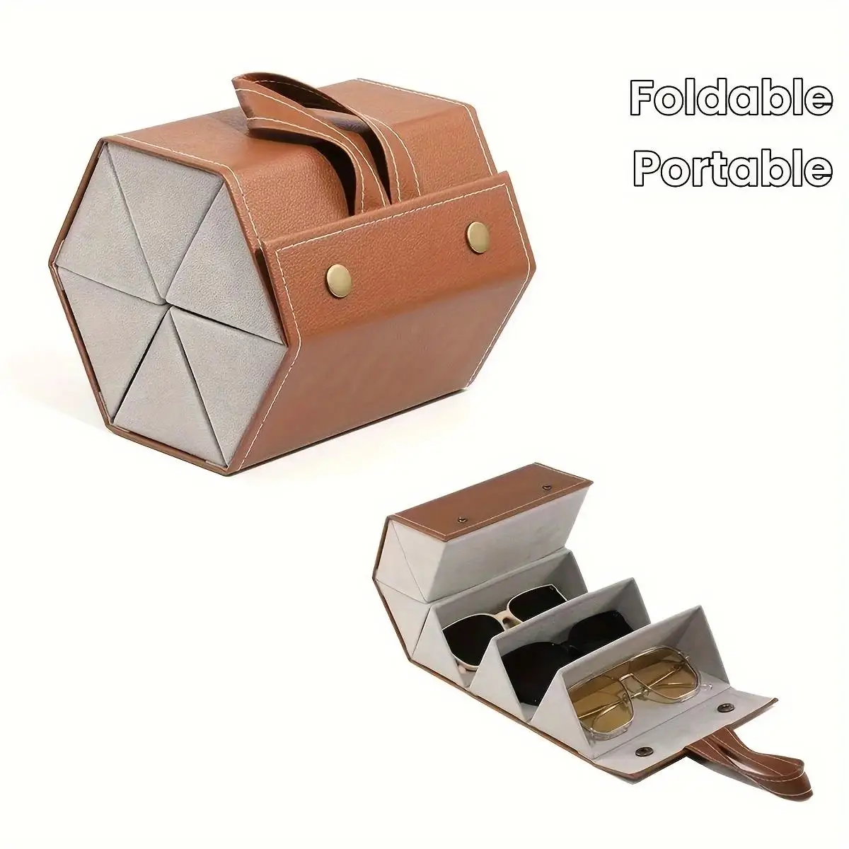 

New Multi-Compartment Foldable Sunglasses Case, Shockproof Portable Eyeglass Storage Organizer