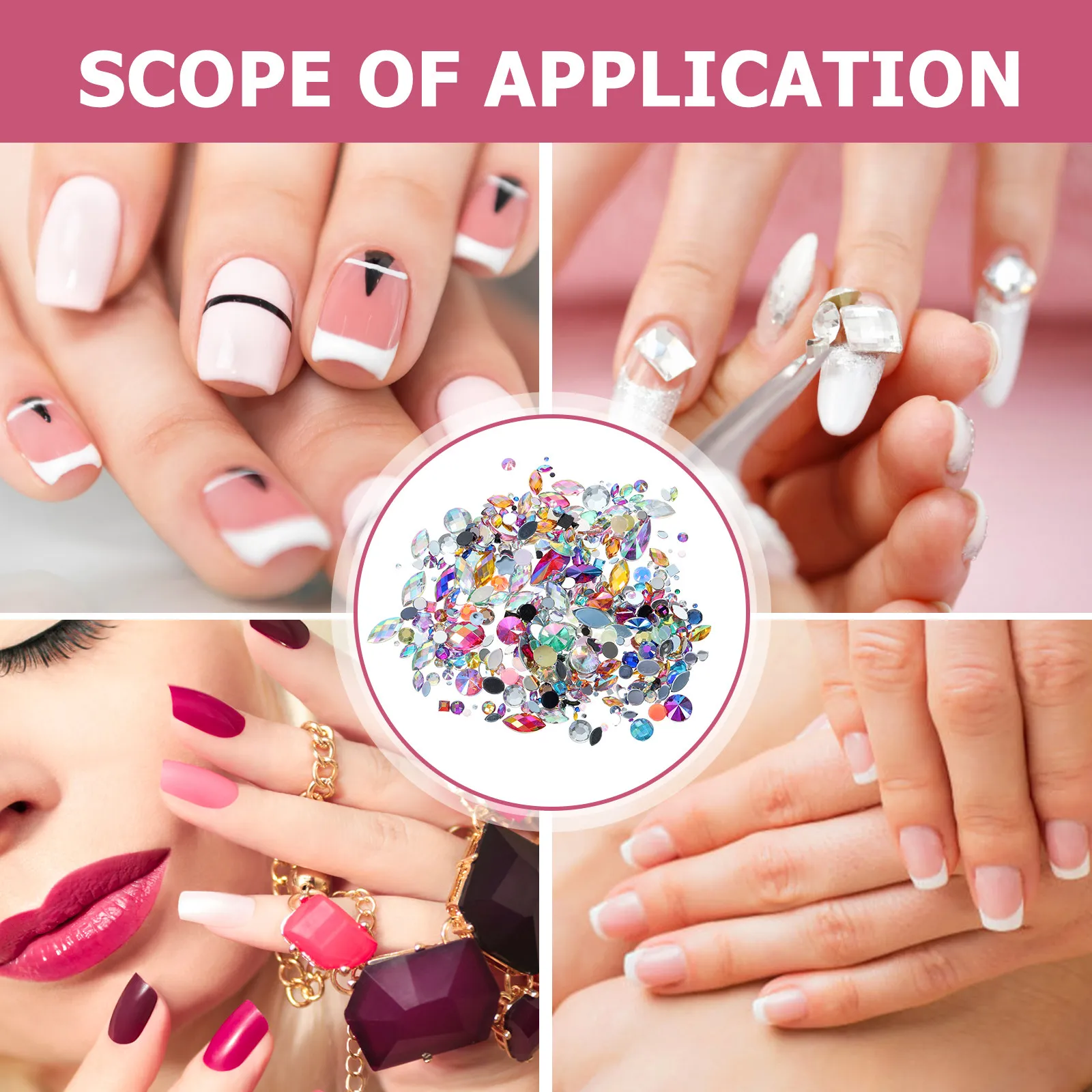 300Pcs Acrylic Flatback Rhinestones Multi-Color Flat DIY Rhinestone Manicure Ornaments Nail Art Charms Smartphone Case