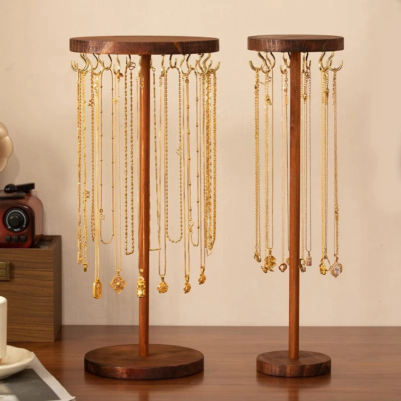 

Wood Jewellery Display Stand Hanging Tabletop Storage Rack Bracelet Necklace Organiser Holder Multifunctional Storage Rack New