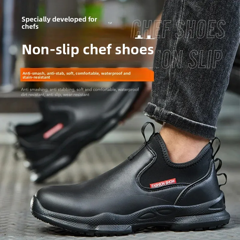 

2024, противоскользящая кухонная рабочая обувь, нескользящие рабочие водонепроницаемые ботинки, легкая защитная обувь для мужчин, рабочая обувь шеф-повара, кожаные кроссовки