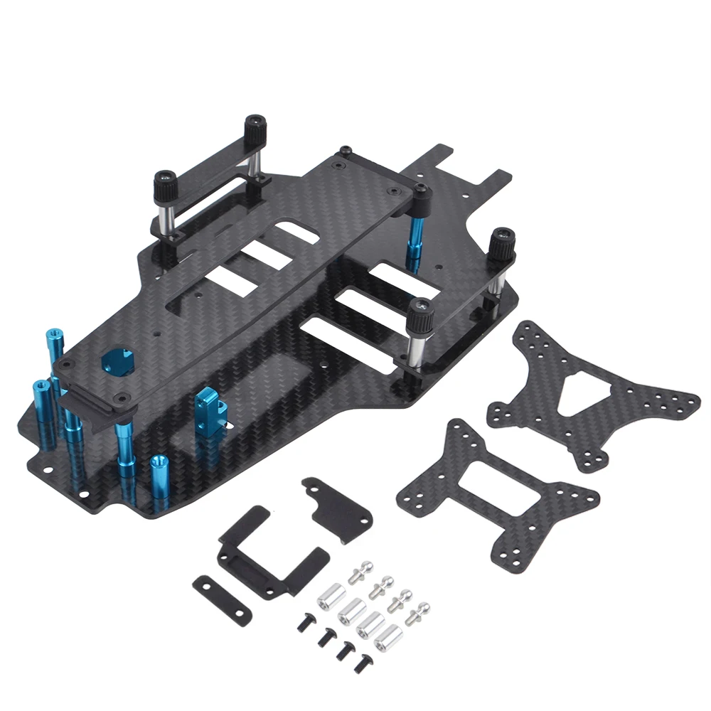 Carbon Chassis Conversion Upgrades Kit for Tamiya Top Force EVO. 2021 / Top Force 1/10 RC 4WD Buggy Car