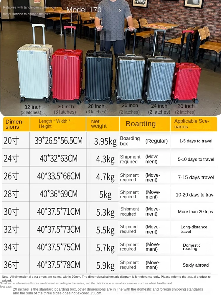 Multifunction Suitcase Aluminum Frame Large Capacity PC Suitcases Travel 20/24/30/36 Inch Oversized Luggage Suitcase Trip Cabin