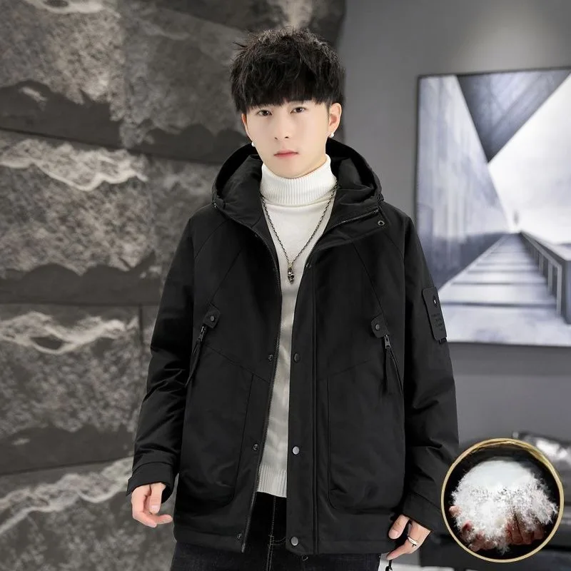 New Hooded Windbreaker Thickened Winter Casual Down Jacket for Men White Duck Down Warm Cool and Fashionable Coat Trend Outcoat