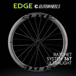ELITEWHEELS EDGE Ultralight 1314g Road Disc Carbon Wheelset 40 45 50 65mm Ratchet System 36T HUB Wing 20 Spoke For Racing Bike