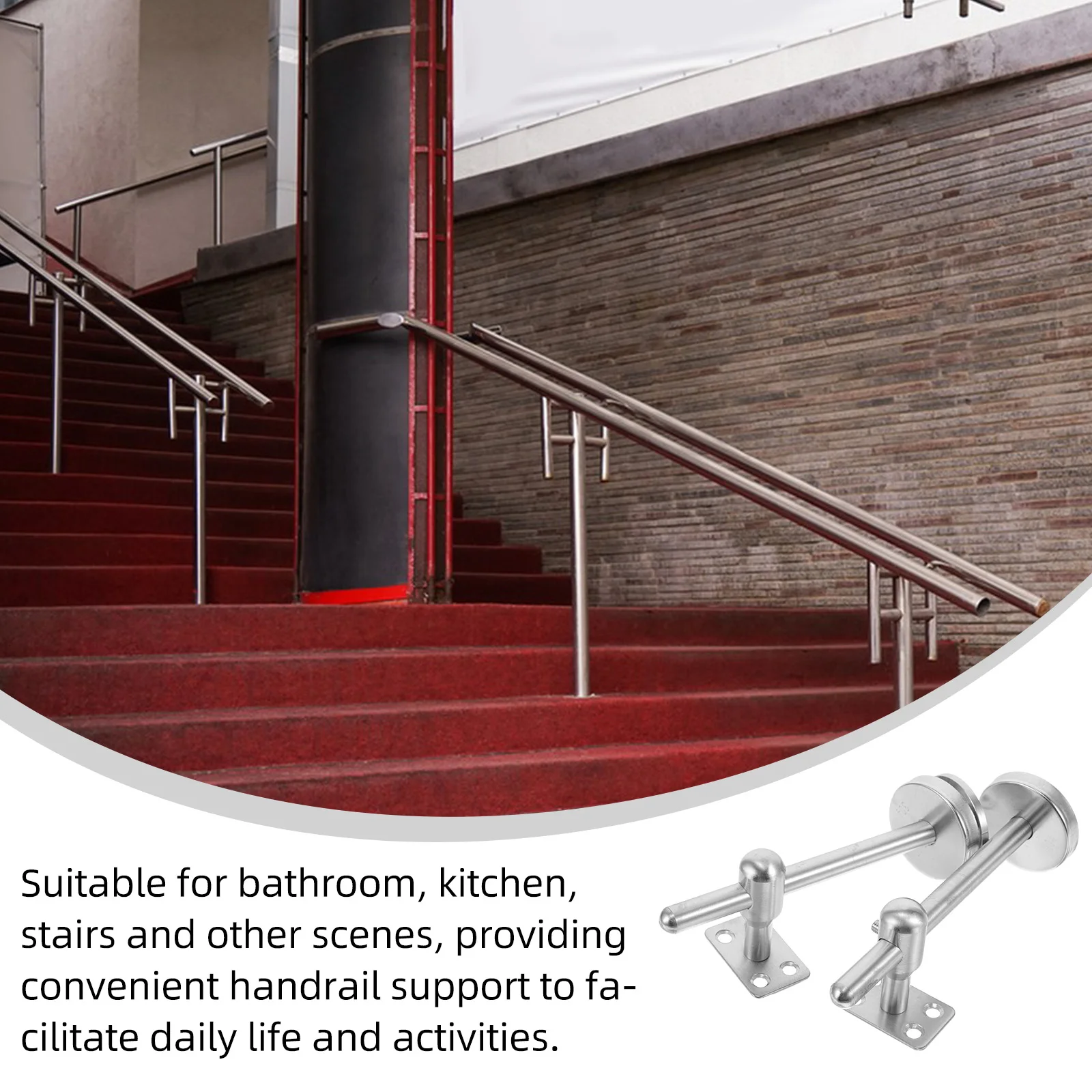 

2 шт. H-образные кронштейны, светильники для лестничных направляющих, круглое основание из нержавеющей стали, регулируемая длина, расширенная конструкция, сверхмощный настенный монтаж