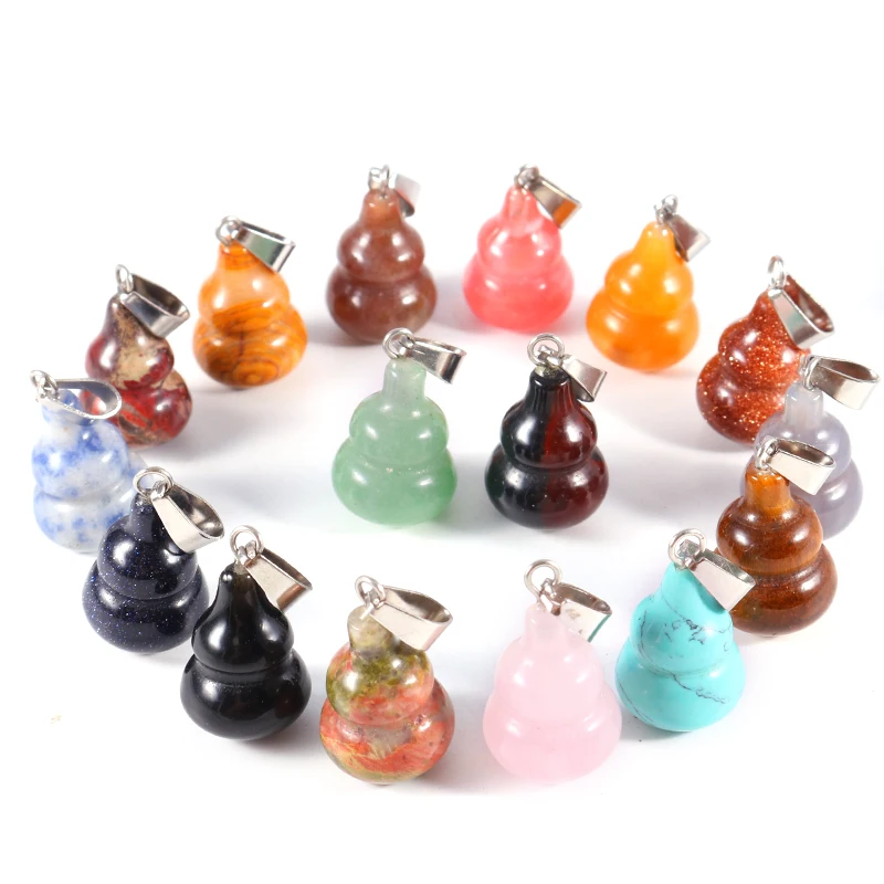 

12pcs Natural Gourd Calabash Stone Charms Wholesale For DIY Handmade Necklace Jewelry Making Trendy Fashion Accessories