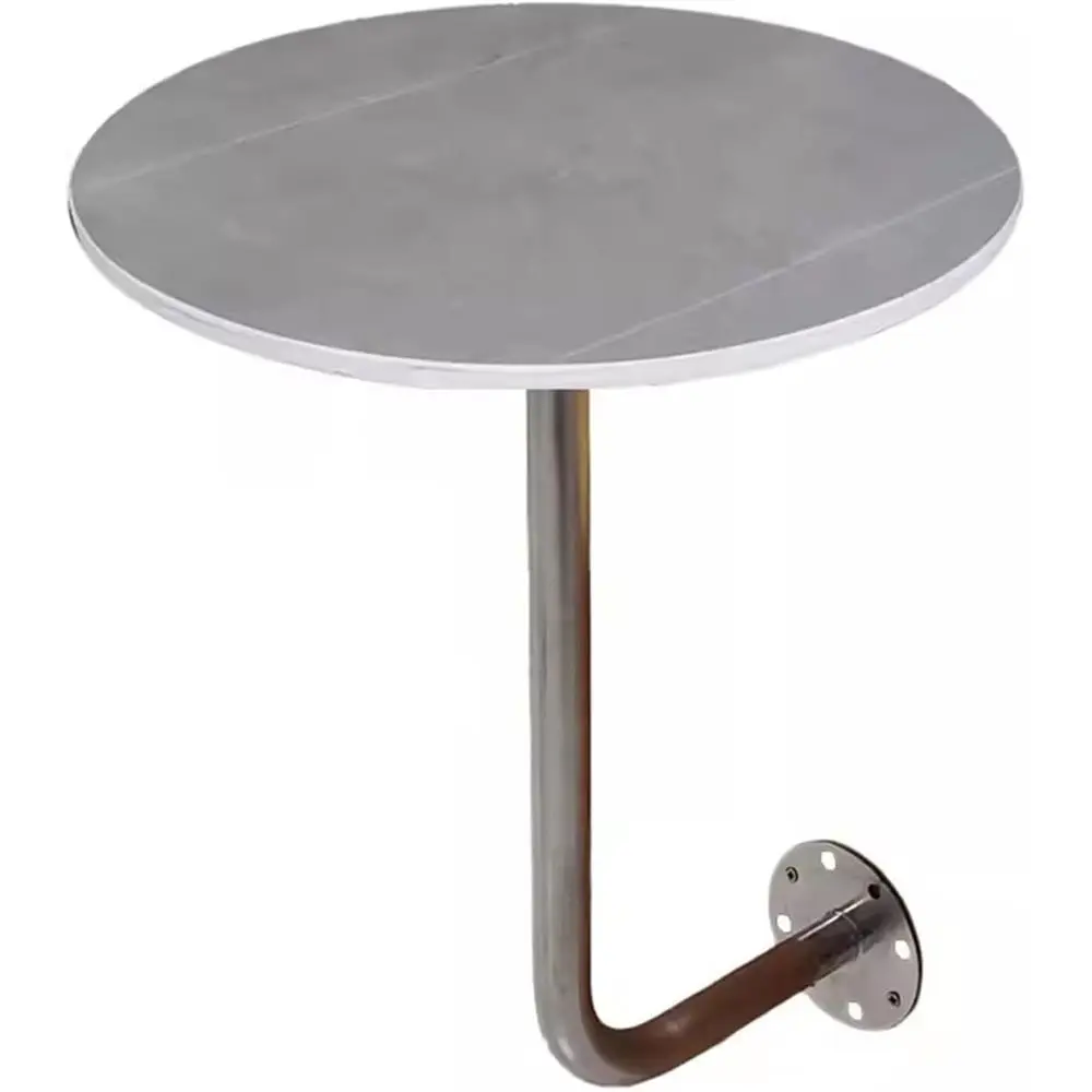 

Round Pub Table, Wall-Mounted Breakfast Bar, Stone Top Sofa End Table for Coffee and Snacks in Cafes, Restaurants, and Bistros