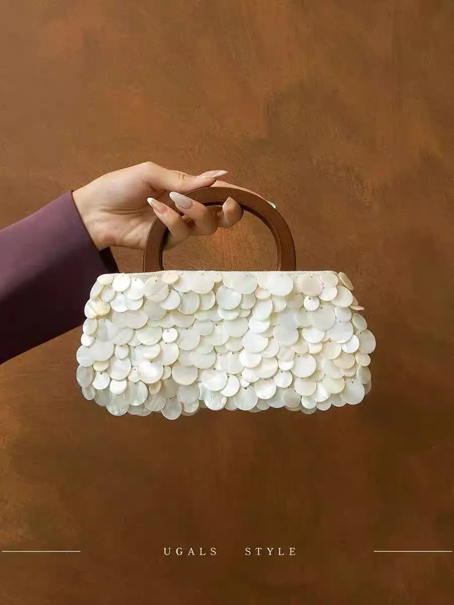 

Natuarl Shell Case Woven Handmade Square Bag High Quality Women Handbag Large Capacity Casual Tote Bag Luxury Clutch Purse