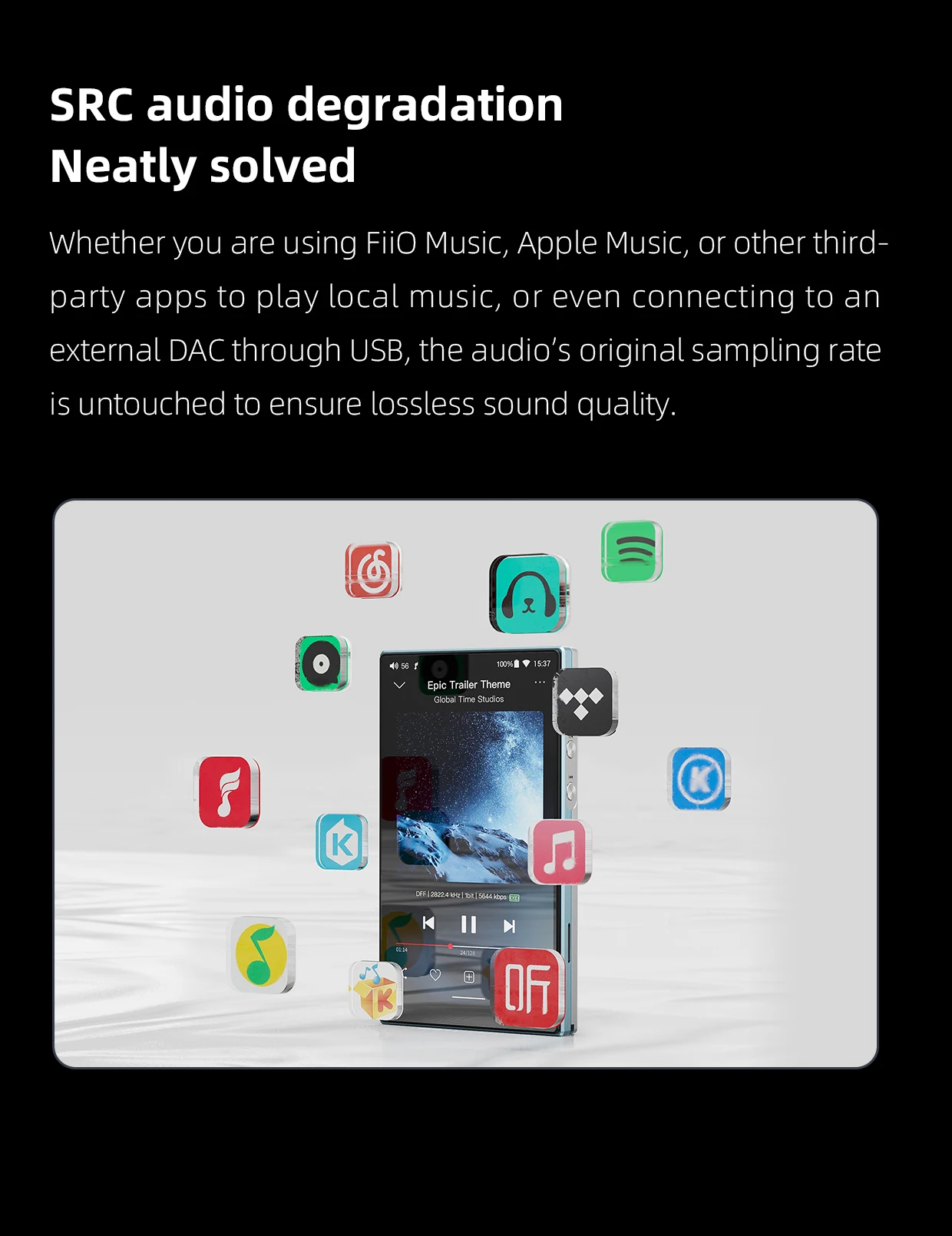 FiiO JM21(3+32GB) Android 13 Hi-Res Music Player MP3 with Snapdragon 680, Bluetooth WiFi USB DAC 12.5H Playtime