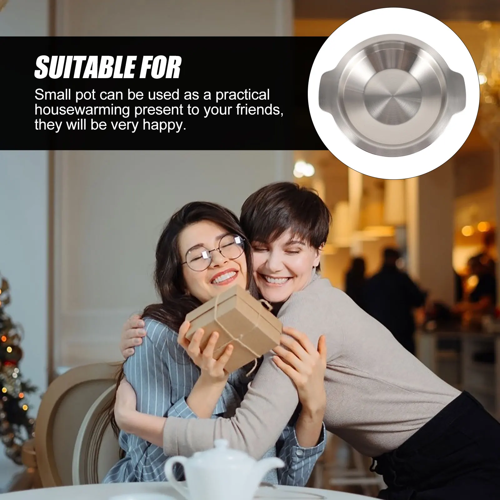 

1pcs Stainless Steel Fish Head Plate Stock Pot Kitchen Cookware Camping Wok Pan Small Cooking Pot For Stove With Double Handles