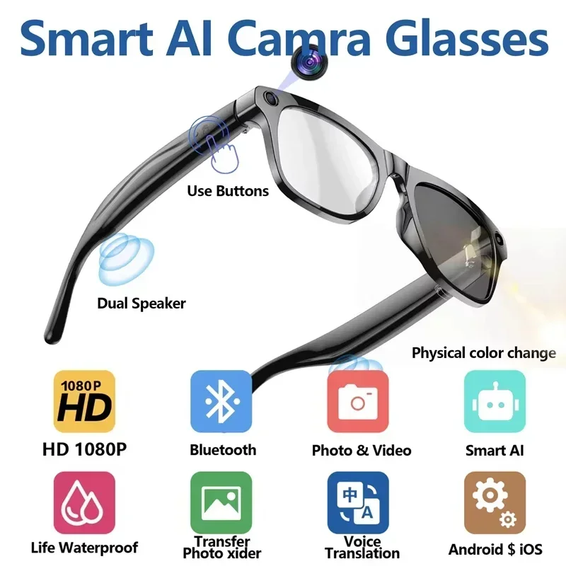 Lenovo 2026 8K HD AI Smart Glasses Bluetooth-oproepen 1200MP camera ChatGPT spraakassistent muziekspeler vertaalfunctie slimme zonnebril