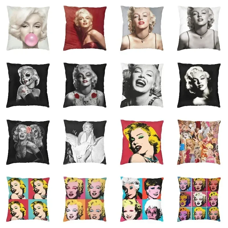 Warhol-funda de almohada dorada para niñas, Cojín cuadrado para decoración de dormitorio y salón moderno, 40x40cm