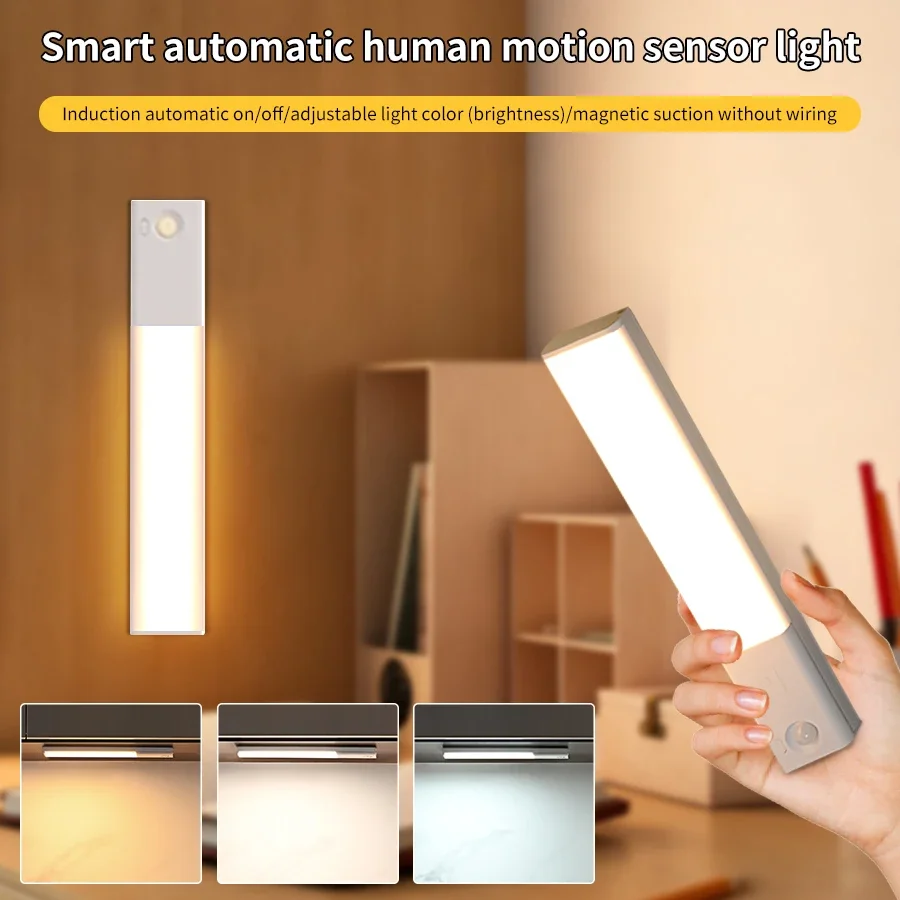 Lampki LED z czujnikiem ruchu, ładowalne, 25 cm, przenośne, z czujnikiem podczerwieni, magnetyczne, do szafek kuchennych.