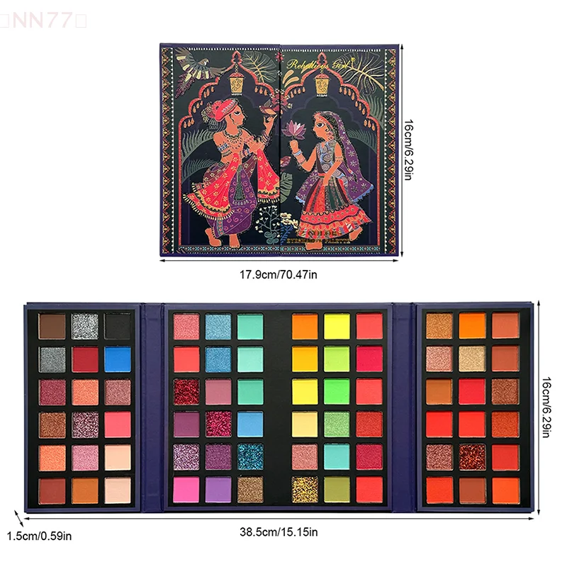 72 kleuren oogschaduwpalet - 4-in-1 professioneel make-uppalet, matte en glanzende oogschaduw, sterk gepigmenteerd kleurrijk palet