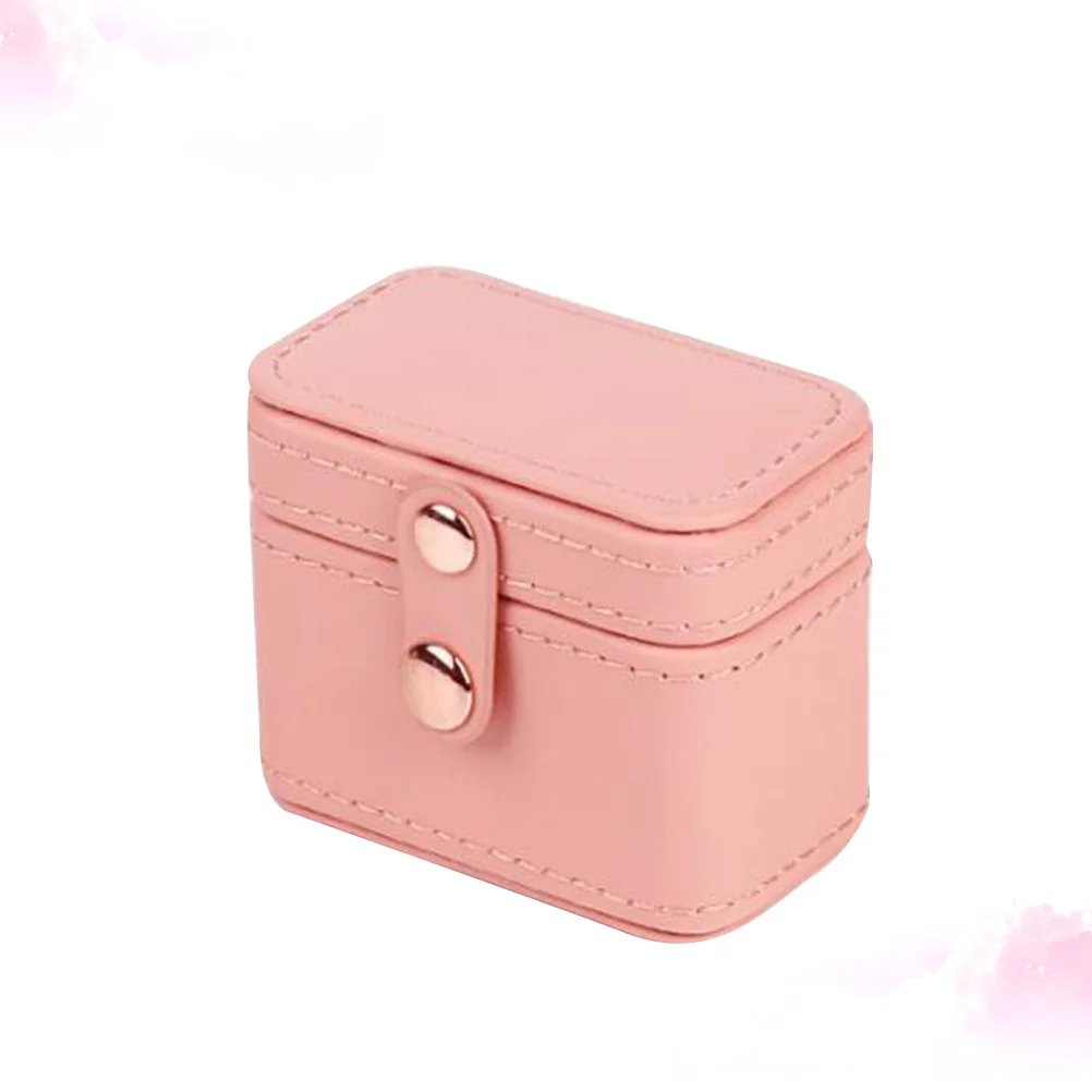 

Multifunctional Earring Rings Box Storage Organizer Jewelry Case Portable Travel Jewelry Case Gifts Box (Pink)