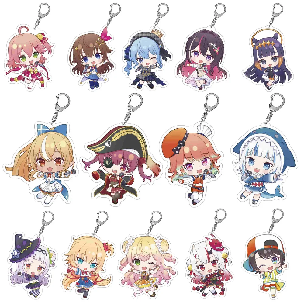 محظوظ سبعة مخزن Hololive الظاهري Ookami ميو يوزوكي شوكو ساكورا ميكو تاكاني لوي Shiranui مضيئة لطيف سلسلة مفاتيح مصنوعة من الأكريليك قلادة